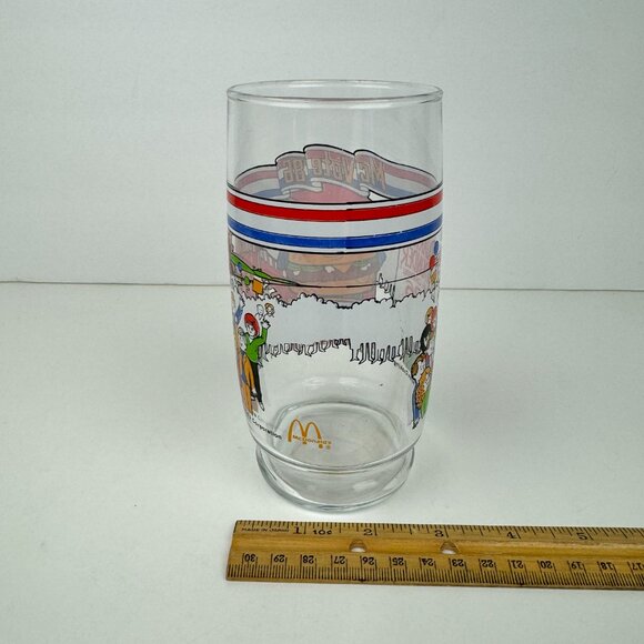 Vtg 1986 McDonalds Mc Vote Clear Drinking Glass Thin Cheese Burger Collectible - Picture 6 of 15